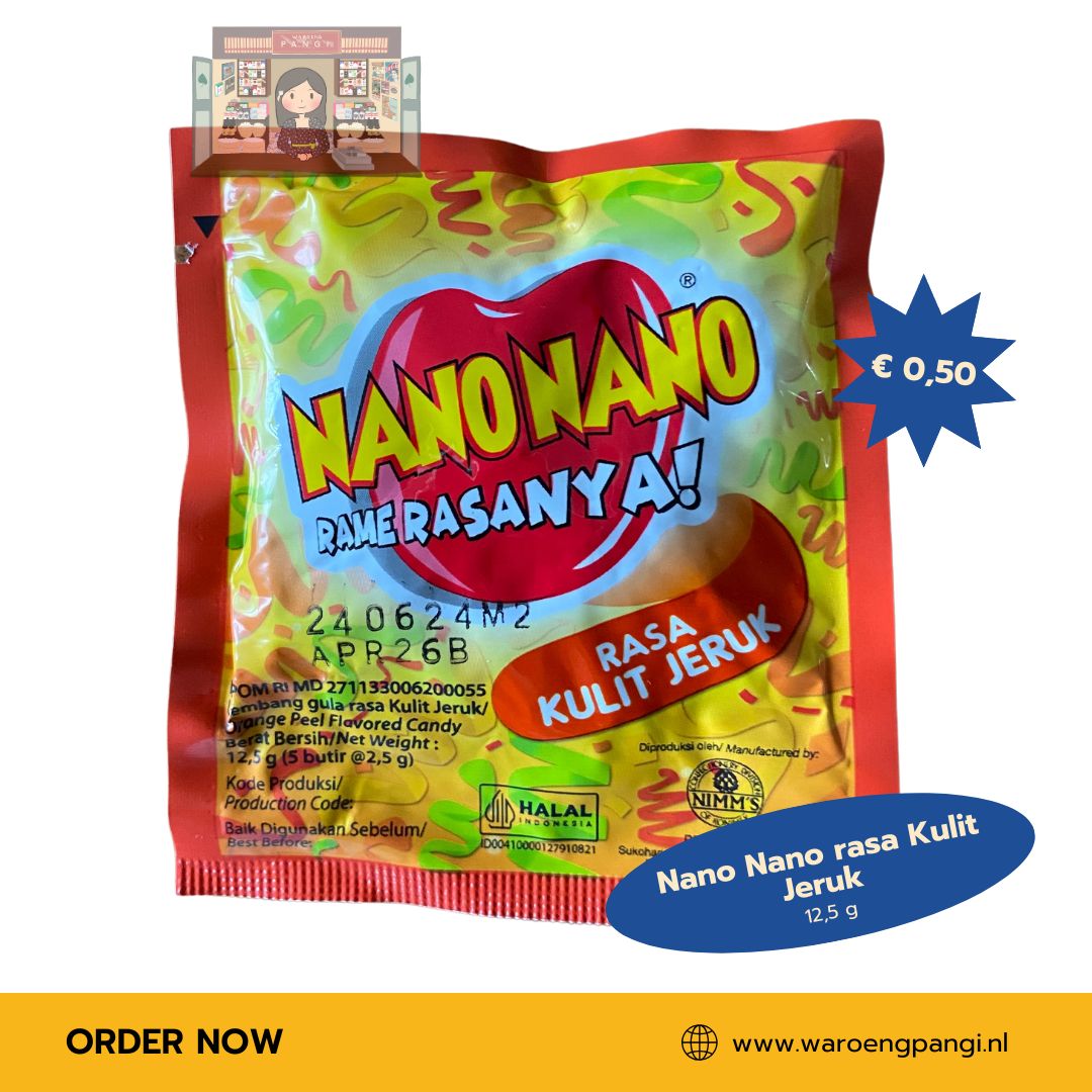 Konimex - Nano Nano rasa Kulit Jeruk / Snoepsmaak van sinaasappelschil 12,5gr