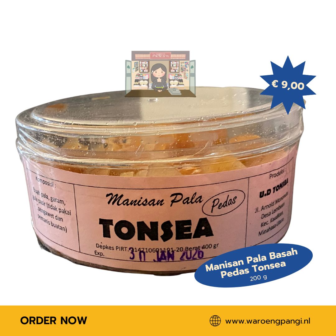 Tonsea - Manisan Pala Basah Pedas / Pittige gekonfijte nootmuskaat 200gr