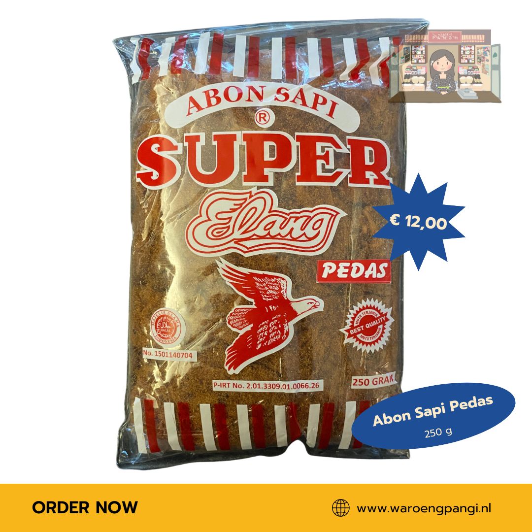Elang - Abon Sapi Super - Pedas / Rundvleesdraadjes pittig 250gr