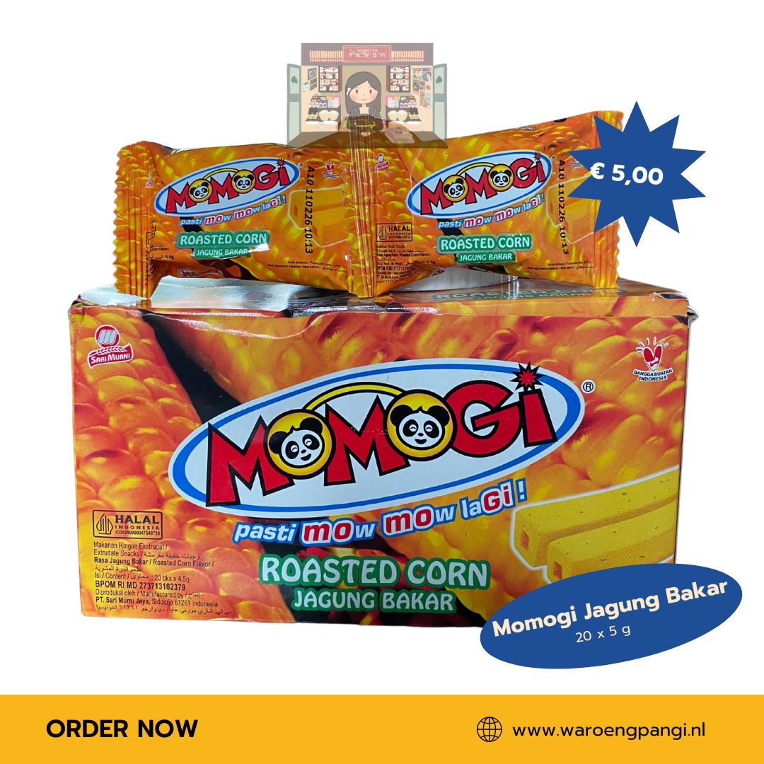 Momogi - Rasa Jagung Bakar / Maiswafels met Geroosterde maïs-smaak 20 x 5gr
