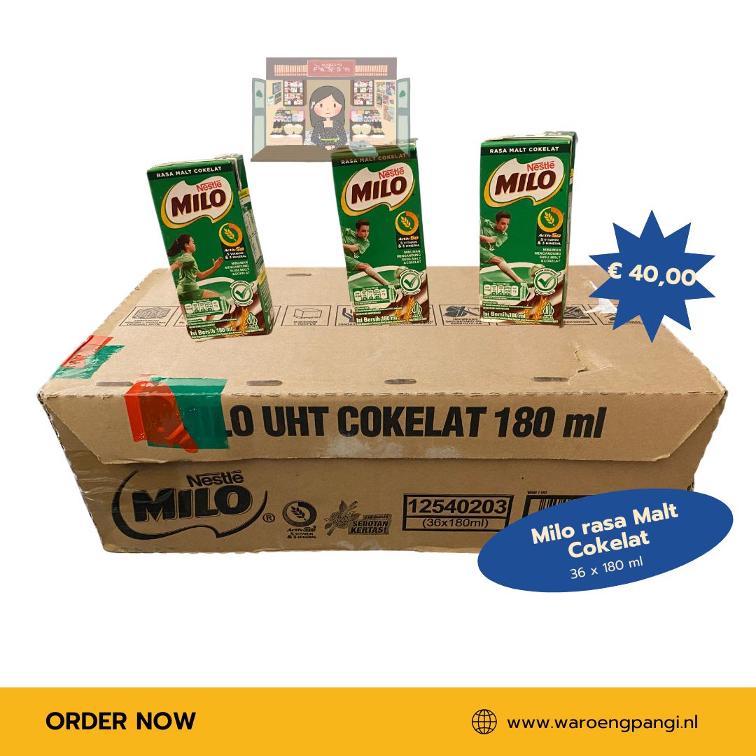 Milo - Milk rasa Cokelat / Melk met chocoladesmaak 36 x 180ml