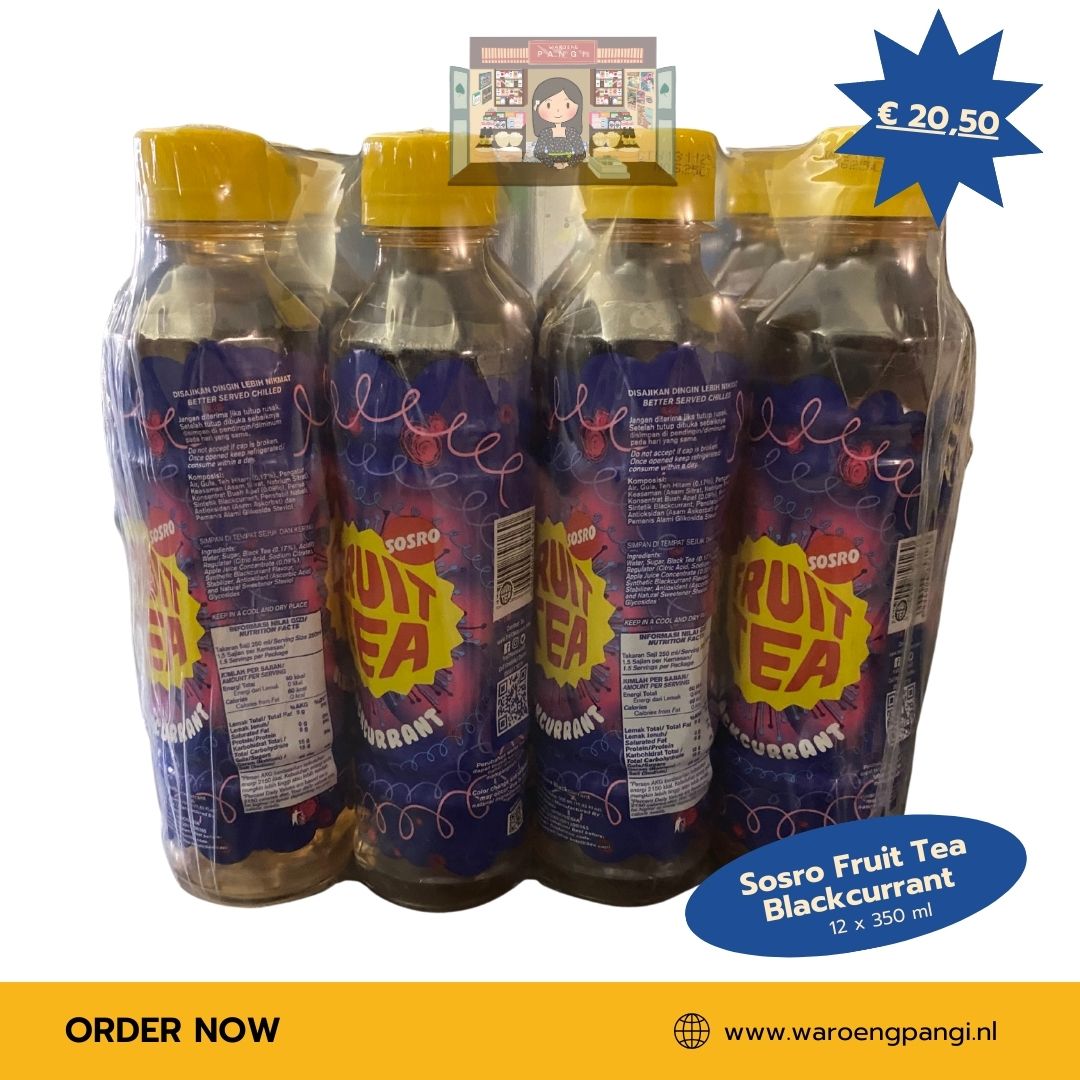 Sosro - Fruit Tea Blackcurrant / Vruchtenthee met zwarte bessensmaak 12x350ml