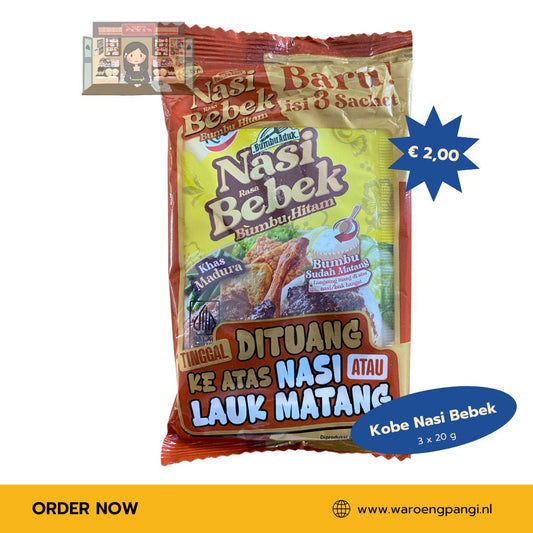 Kobe - Bumbu aduk Nasi rasa Bebek bumbu hitam / Kruidenpasta voor het maken van Nasi Eend-smaak  3 x 20g