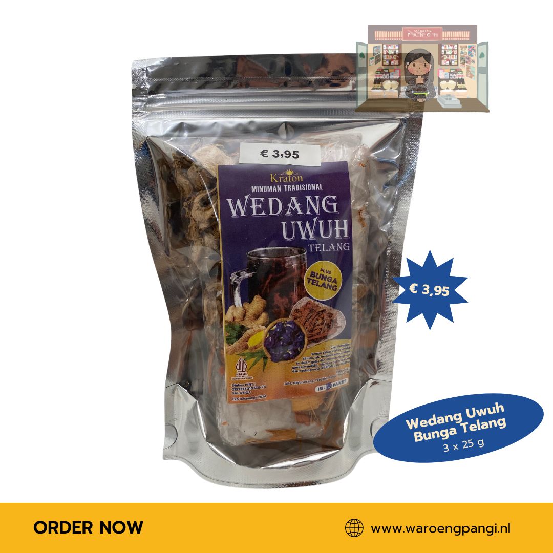 Kraton - Wedang Uwuh met bunga Telang / Traditionele thee met vlindererwtbloem uit Yogyakarta 3 x 30gr