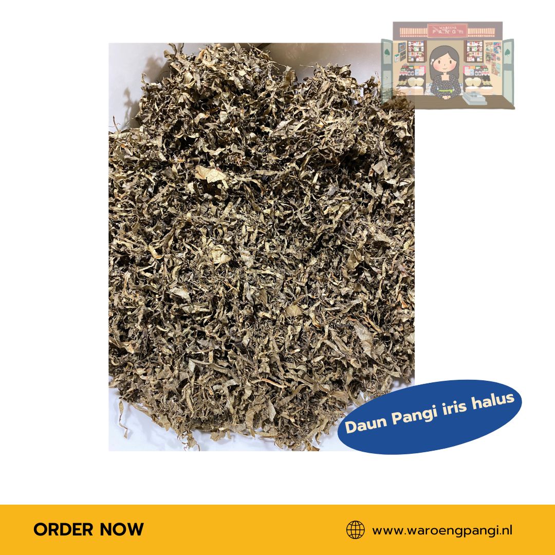 Waroeng Pangi - Daun Pangi kering iris halus / Gedroogde Pangiblad, fijn gesneden 50gr