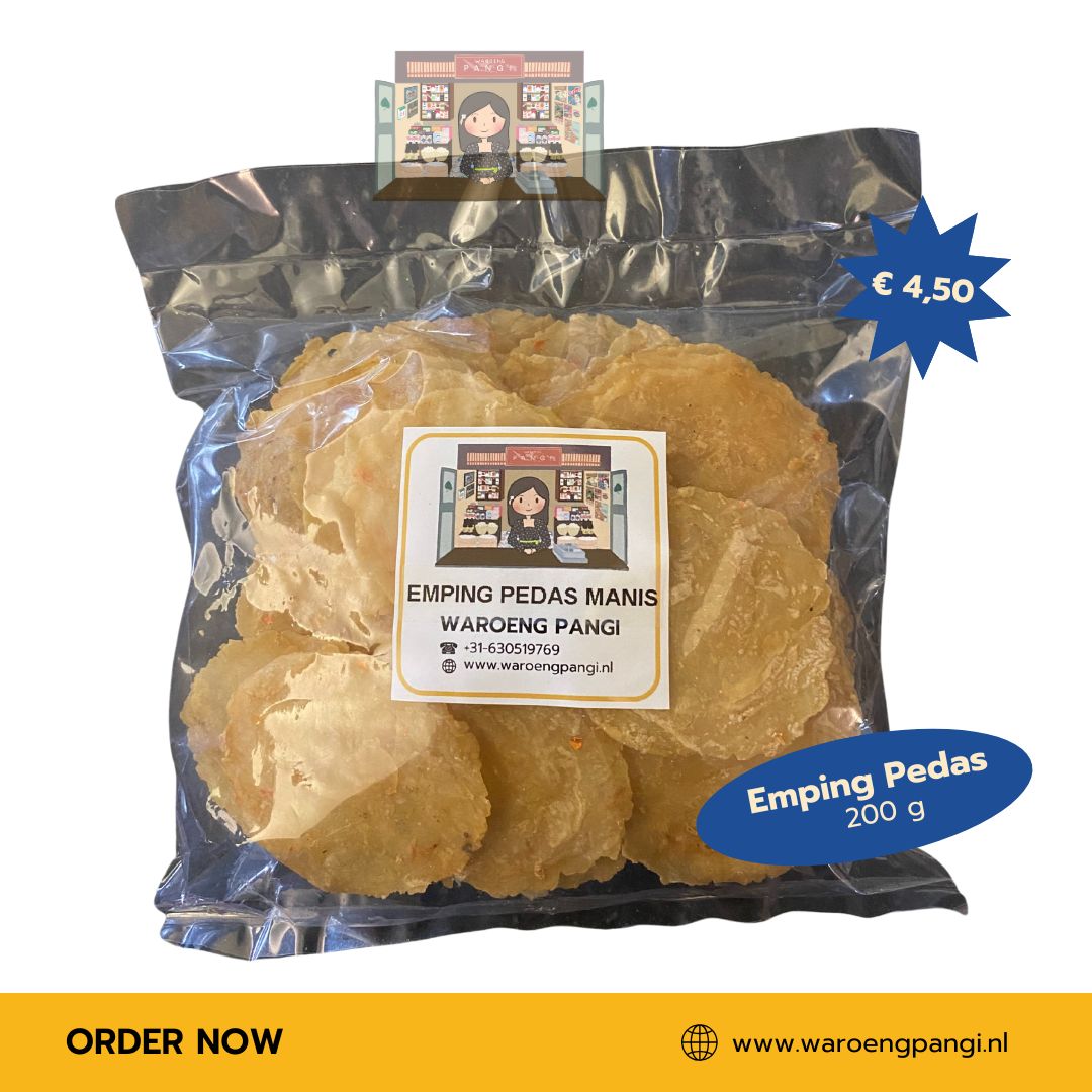Waroeng Pangi - Emping pedas manis (Mentah) / ongebakken emping met zoet-pittige smaak 200gr