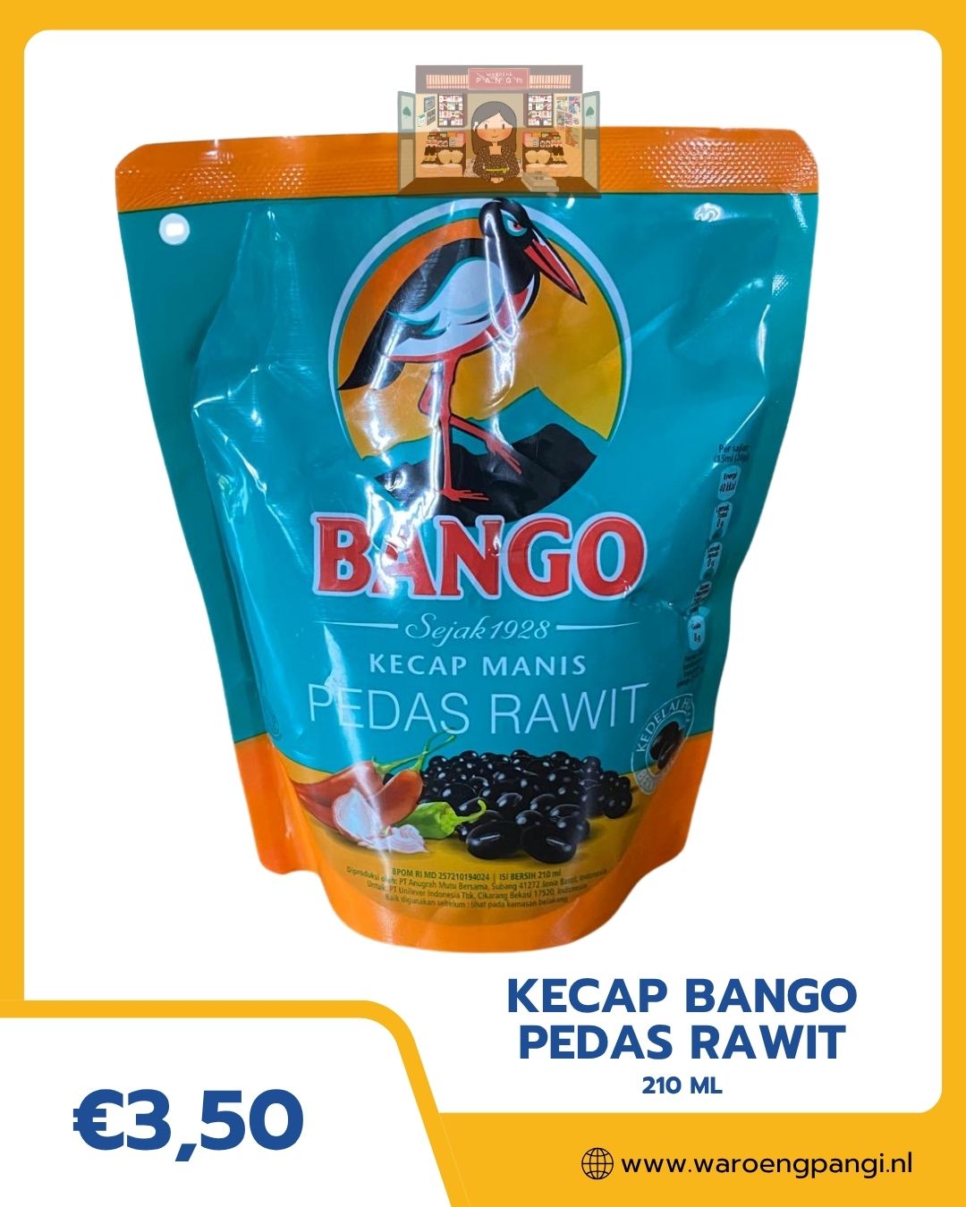 Bango Kecap Manis Pedas Rawit Refill / Zoete Sojasaus – Hartig (Navulverpakking) 210gr