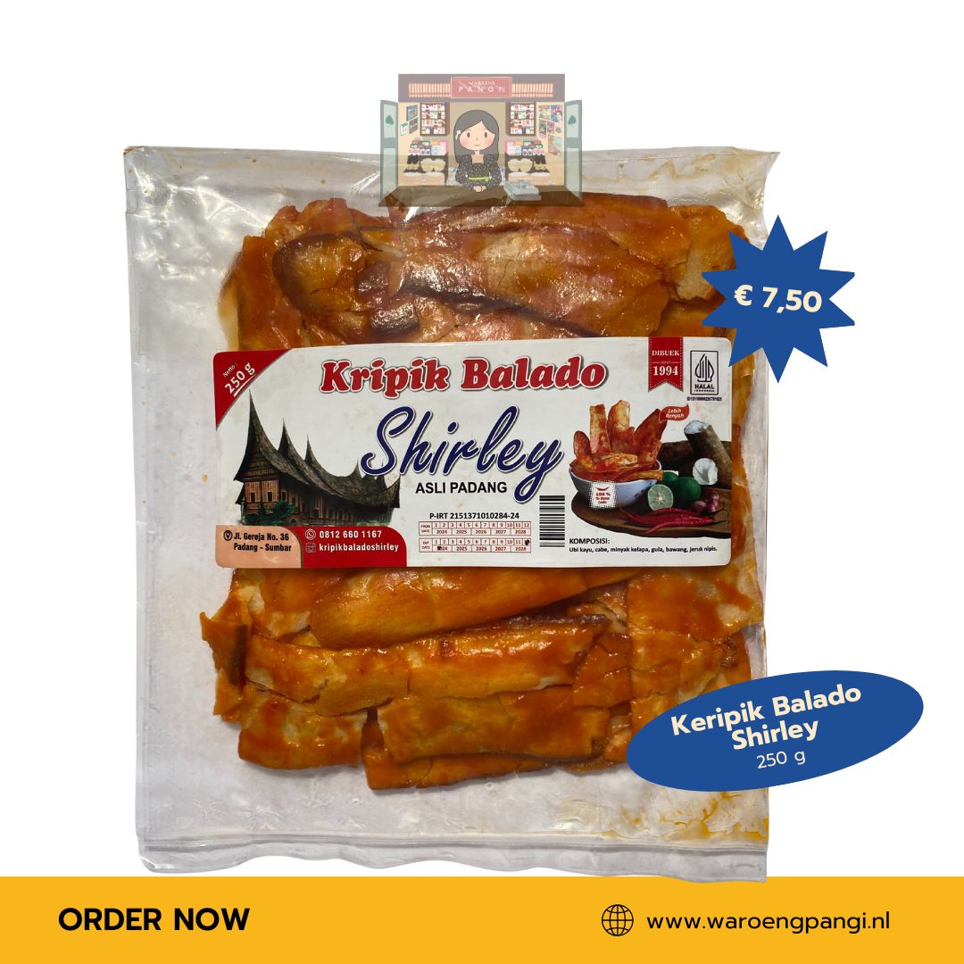 Shirley - Kripik Balado / Cassave chips pittig 250gr