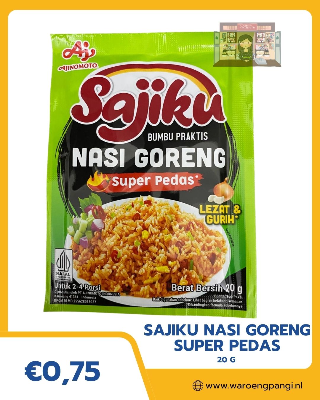 Sajiku - Bumbu Nasi Goreng Super Pedas / Kruidenmix voor zeer pittige nasi goreng 20gr