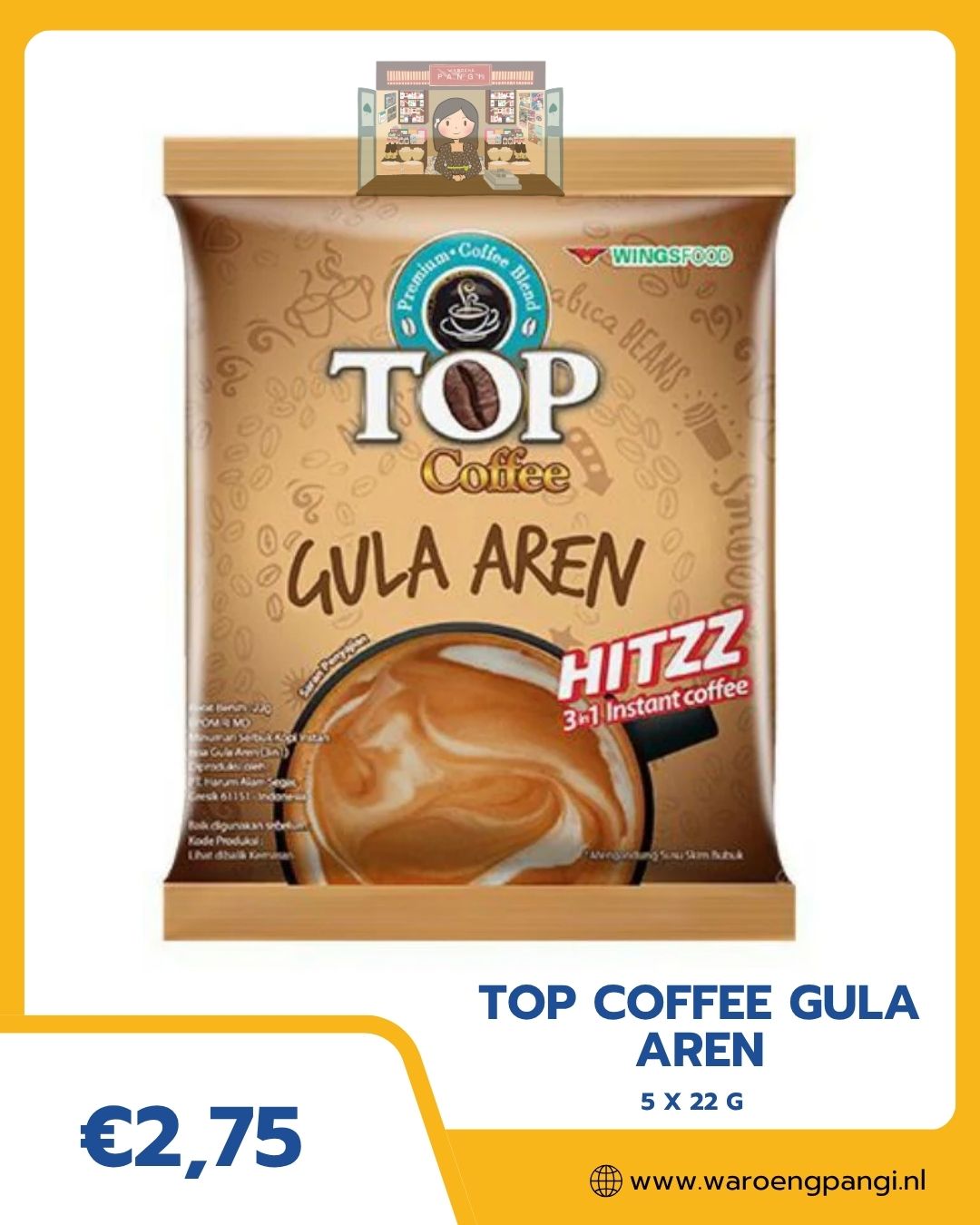 Top - Coffee Gula aren / Koffie met palmsuiker 5 x 22gr
