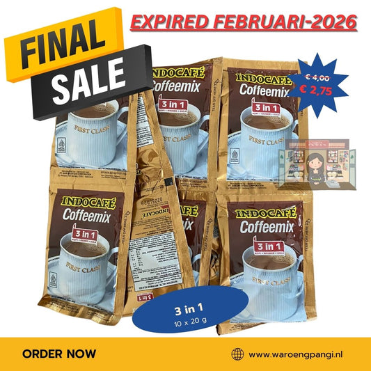 Promo!!! Indocafe - Coffeemix 3 in 1, 10 x 20gr Expired Maart 2026