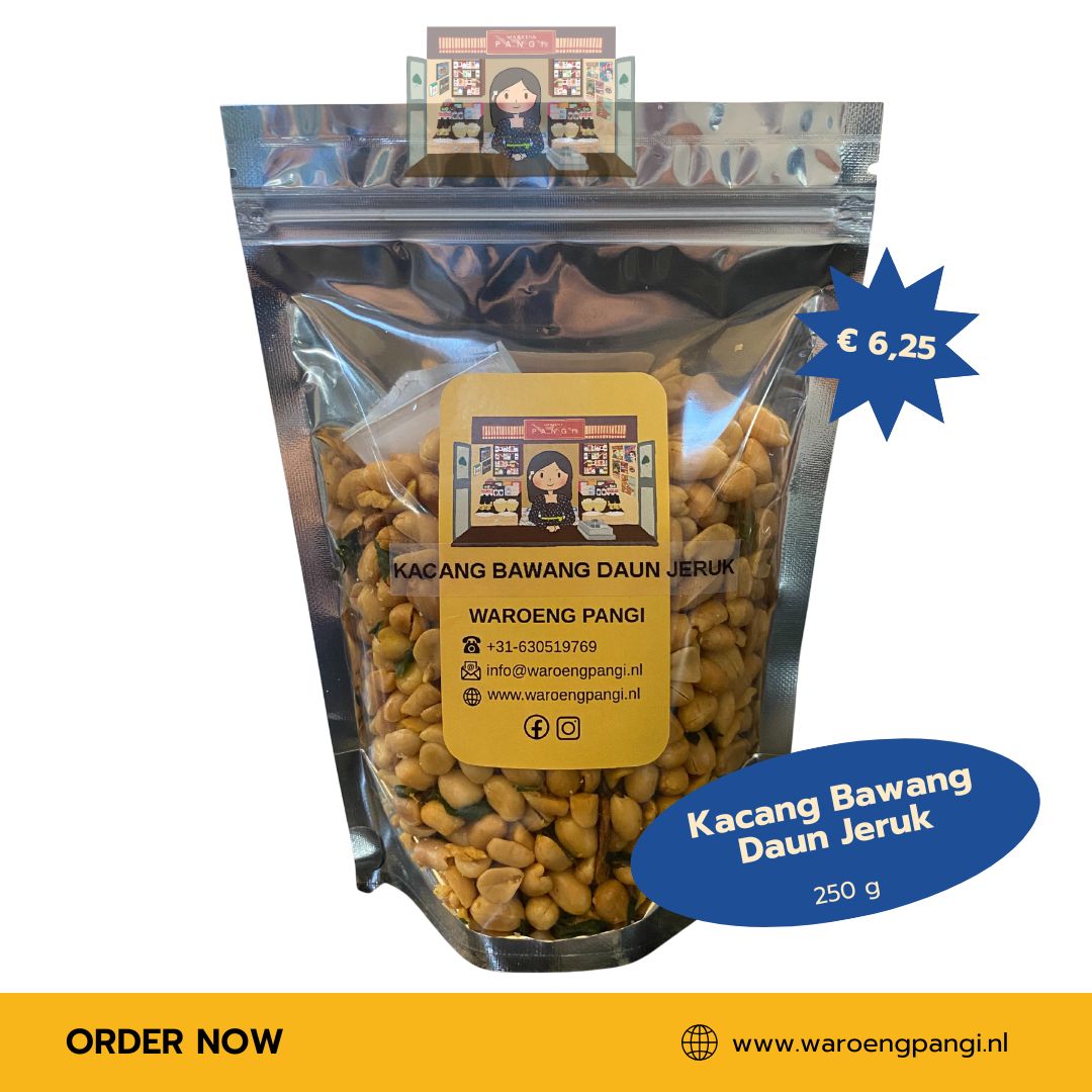 Waroeng Pangi - Kacang Bawang daun Jeruk/ Gebakken Pinda’s met knoflook en limoenblad 250gr