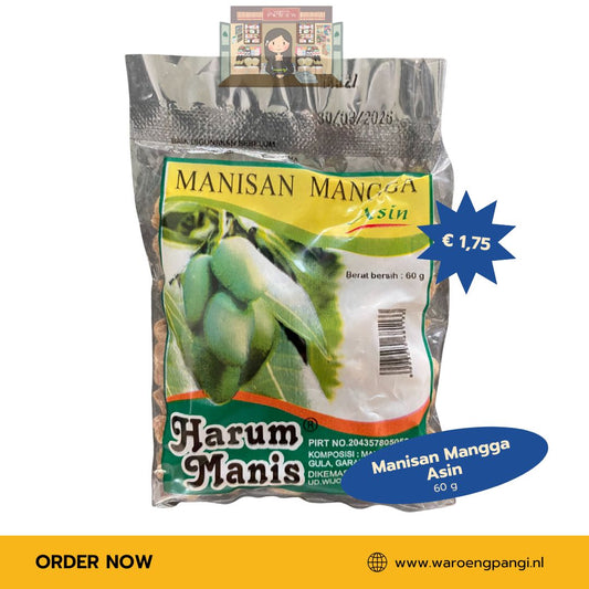Harum Manis - Manisan Mangga Asin / Gedroogde mango met een delicate zoute smaak 60gr