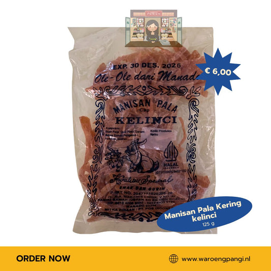 kelinci - Manisan Pala Kering / Gedroogde nootmuskaat met suiker 125gr