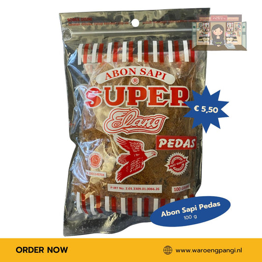 Elang - Abon Sapi Super - Pedas / Rundvleesdraadjes pittig 100gr