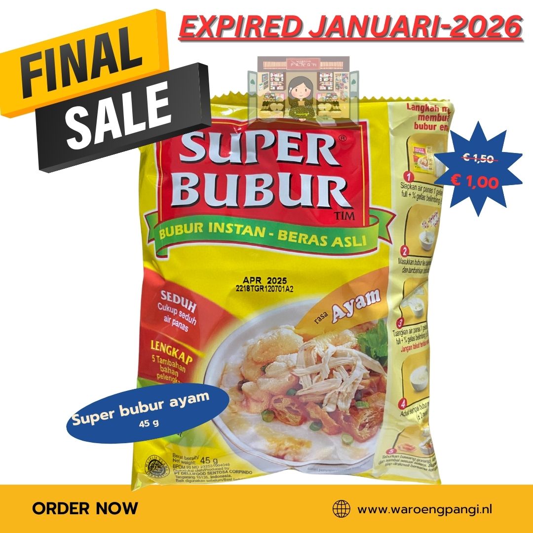 Promo!!! Mayora - Super Bubur Ayam / Rijstpap met kip 45gr Expired Januari 2026