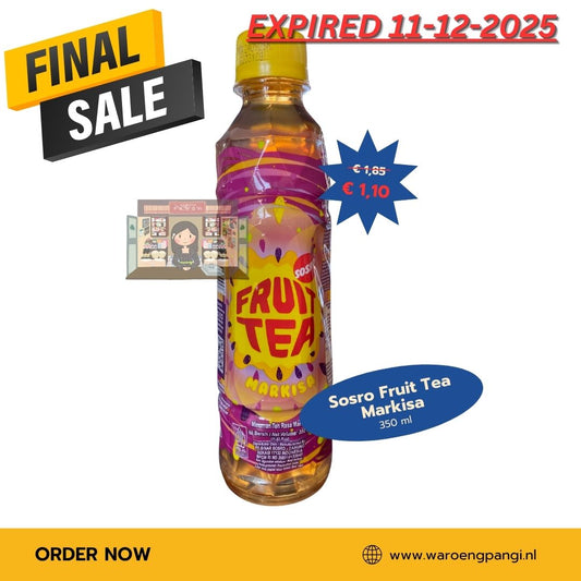 Promo!!! Sosro - Fruit Tea Markisa / Vruchtenthee met passievruchtsmaak 350ml Expired 11-12-2025