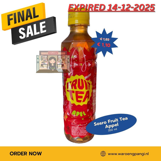 Promo!!! Sosro - Fruit Tea Appel / Vruchtenthee met appelsmaak 350ml Expired 14-12-2025