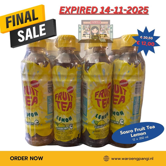 Promo!!! Sosro - Fruit Tea Lemon / Vruchtenthee met citroensmaak 12x350ml Expired 14-11-2025