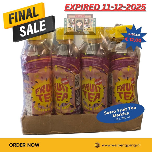 Promo!!! Sosro - Fruit Tea Markisa / Vruchtenthee met passievruchtsmaak 12 x 350ml Expired 11-12-2025