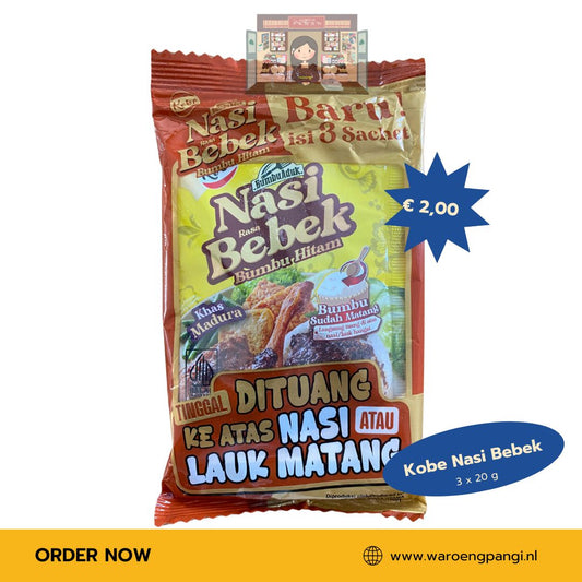 Kobe - Bumbu aduk Nasi rasa Bebek bumbu hitam / Kruidenpasta voor het maken van Nasi Eend-smaak  3 x 20g