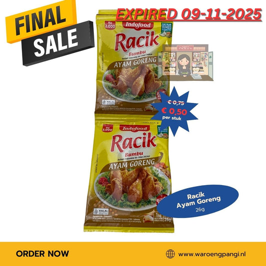 Promo!!! Bumbu Racik Ayam Goreng / Kruidenmix voor het marineren van kip 26gr Expired 09-11-2025