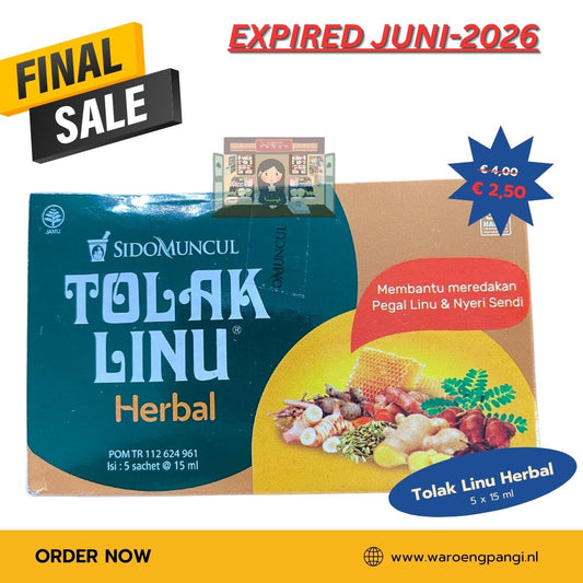 Promo!!! Sidomuncul - Tolak Linu / Kruidenmix tegen spierstijfheid 5 sachet x 15ml Expired Juni 2026