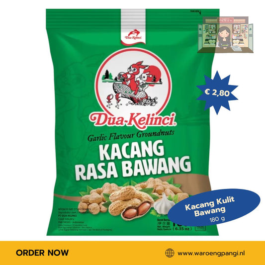 Dua kelinci - Kacang rasa bawang / Pinda’s met knoflooksmaak 180gr