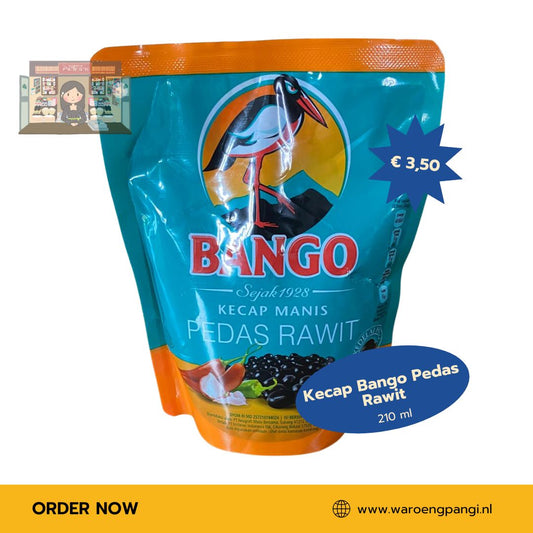 Bango Kecap Manis Pedas Rawit Refill / Zoete Sojasaus – Hartig (Navulverpakking) 210gr