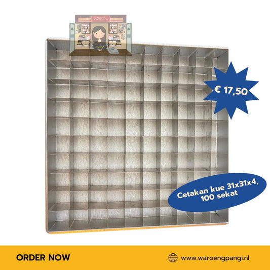 Waroeng Pangi - Cetakan Kue / Bakvorm 31 × 31 × 4 cm met 100 vakjes