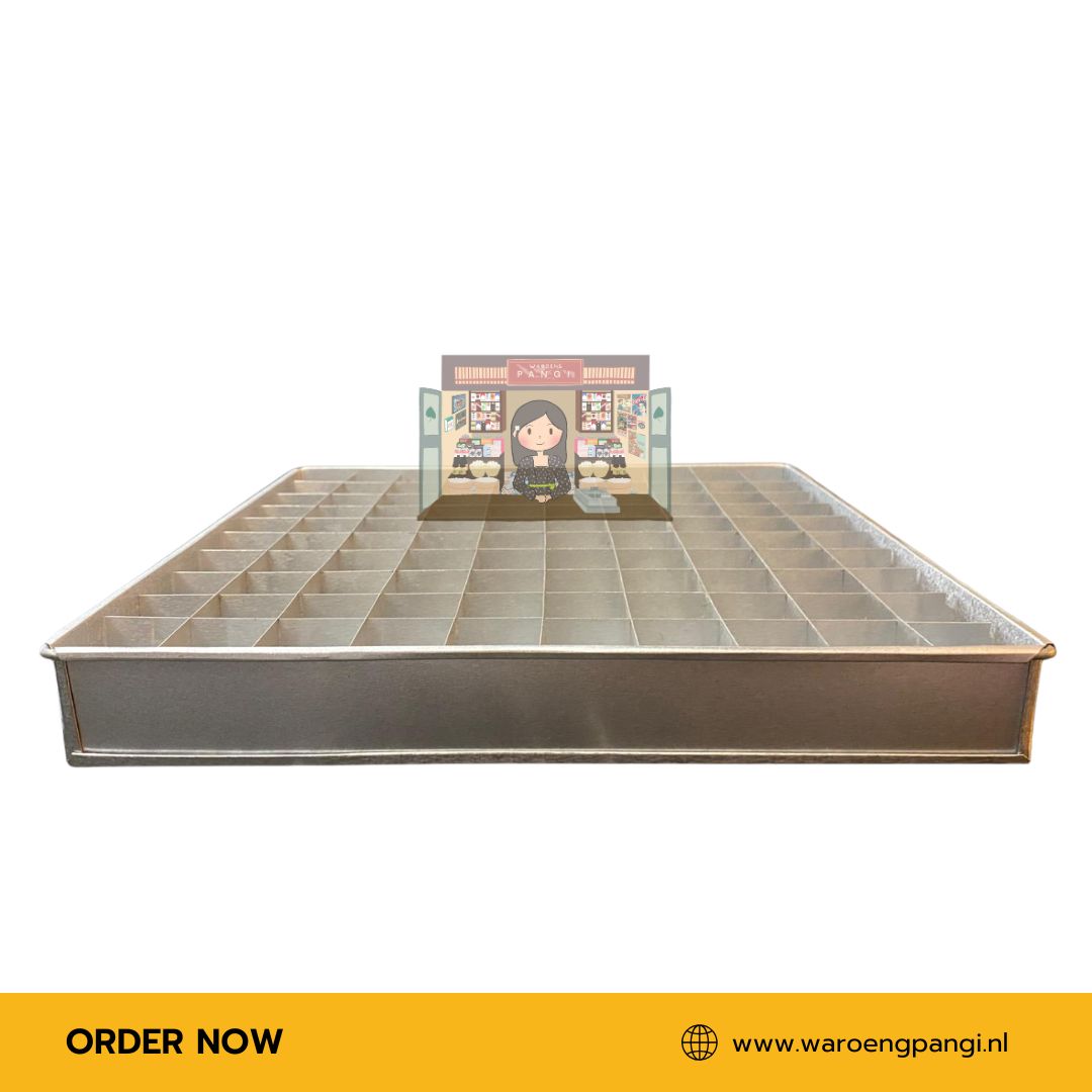 Waroeng Pangi - Cetakan Kue / Bakvorm 31 × 31 × 4 cm met 100 vakjes