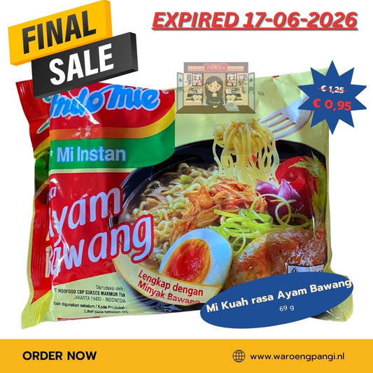 Promo!!! Indomie - Mi Instant rasa Ayam Bawang / Instantnoedels met Ayam Bawang-smaak 69gr Expired 17-06-2026