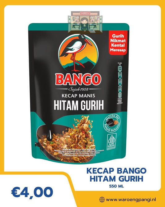 Bango Kecap Manis Hitam Gurih Refill / Donkere Zoete Sojasaus – Hartig (Navulverpakking)  550gr