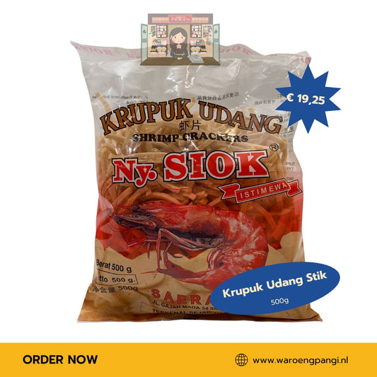 Ny. Siok - Krupuk Udang stik mentah / Garnalen kroepoek sticks(ongebakken) 500gr