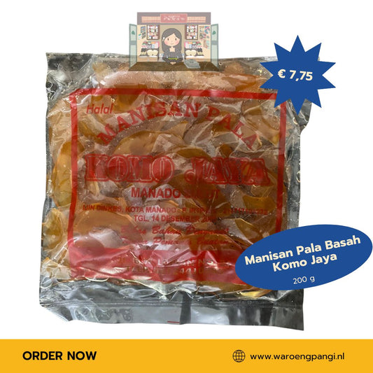 Komo Jaya - Manisan Pala Basah / Gekonfijte nootmuskaatschil 200gr