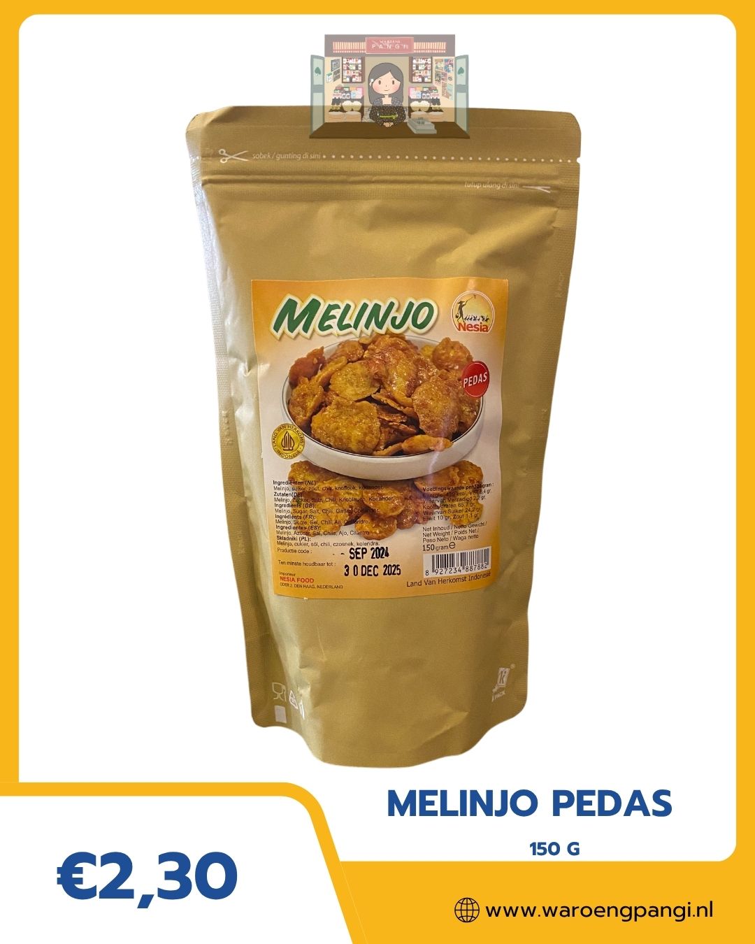 Nesia - Melinjo Pedas / Emping melindjo Pittig 150gr