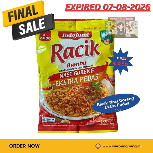 Promo!!! Bumbu Racik Nasi Goreng extra pedas / Kruidenmix voor gebakken rijst, extra pittig, 20gr Expired 07-08-2026