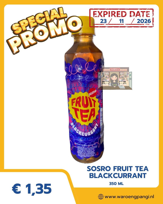 Promo!!! Sosro - Fruit Tea Blackcurrant / Vruchtenthee met zwarte bessensmaak 350ml Expired 23-11-2026