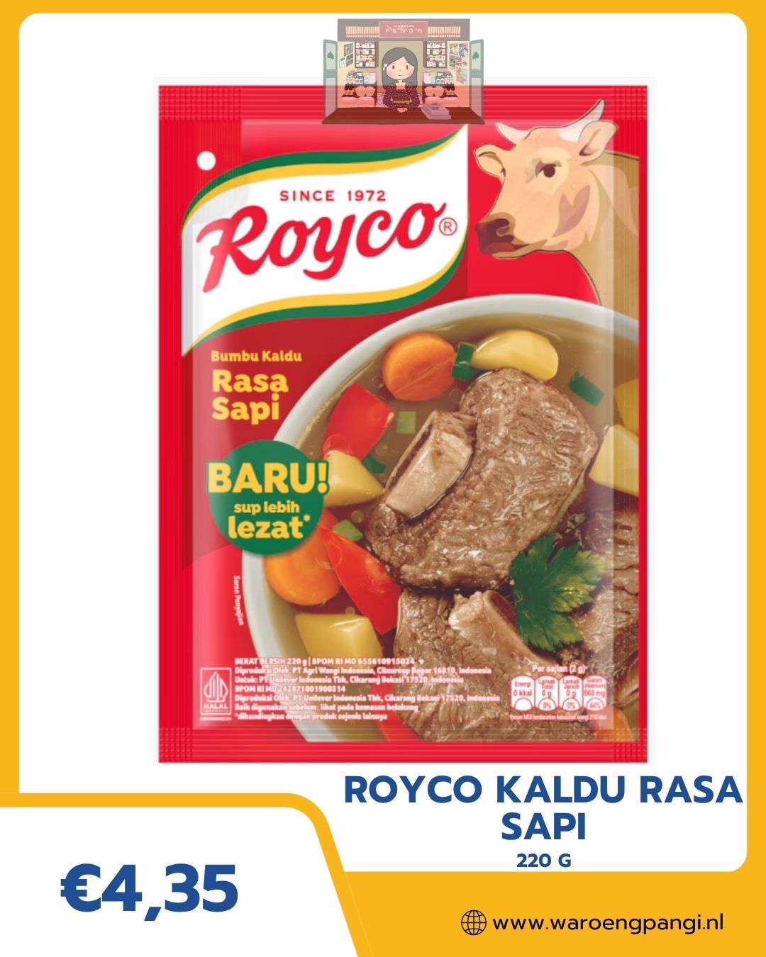 Royco - Bumbu Kaldu rasa sapi / Runderbouillon 220gr