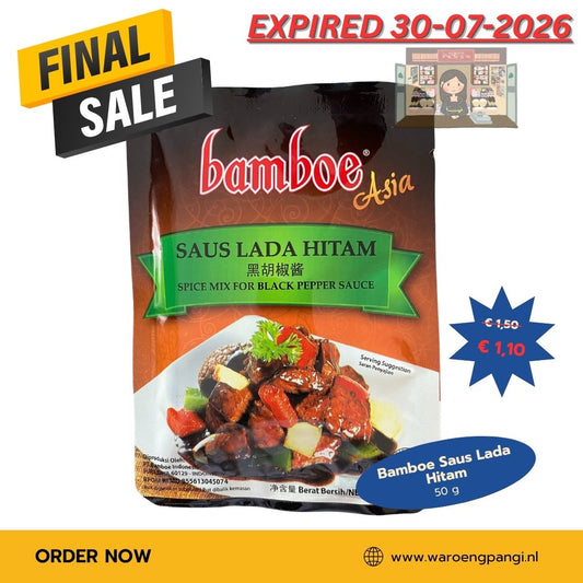 Promo!!! Bamboe - Saus Lada Hitam / Kruidenpasta Zwarte Pepersaus 50gr Expired 30-07-2026