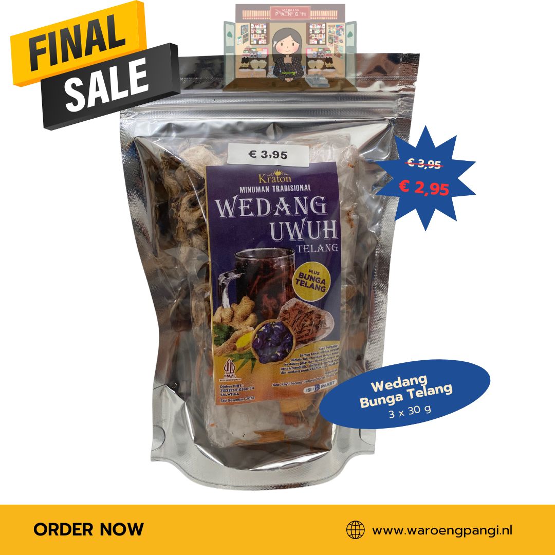 Promo!!! Kraton - Wedang Uwuh met bunga Telang / Traditionele thee met vlindererwtbloem uit Yogyakarta 3 x 30gr