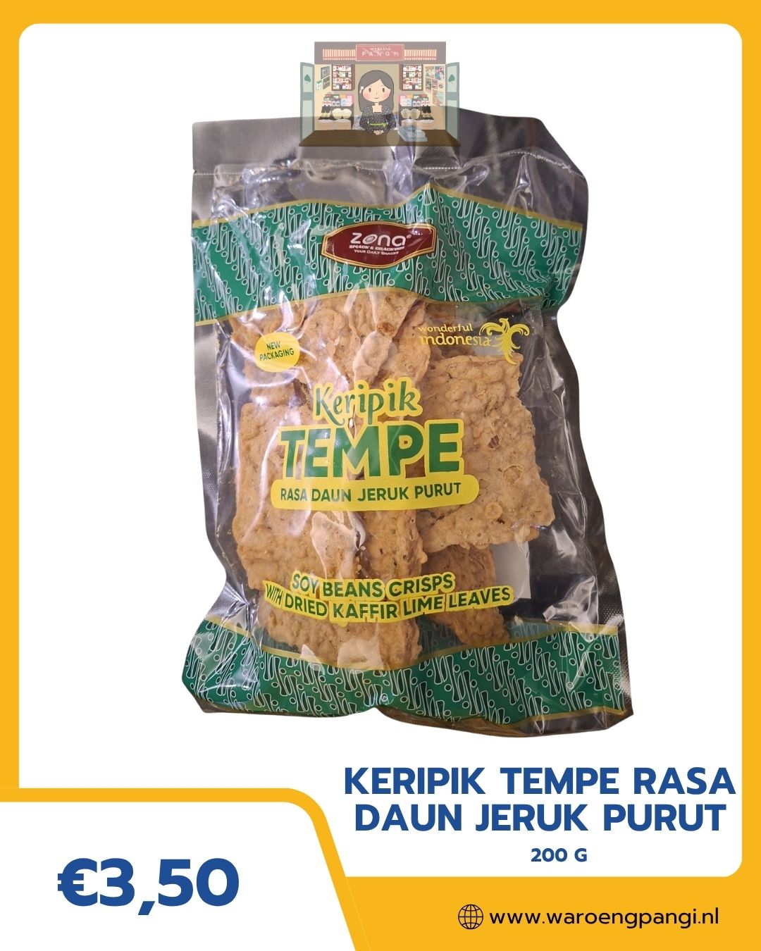 Zona - Keripik Tempe rasa daun jeruk purut / Tempechips met kaffir-limoenbladsmaak 200gr