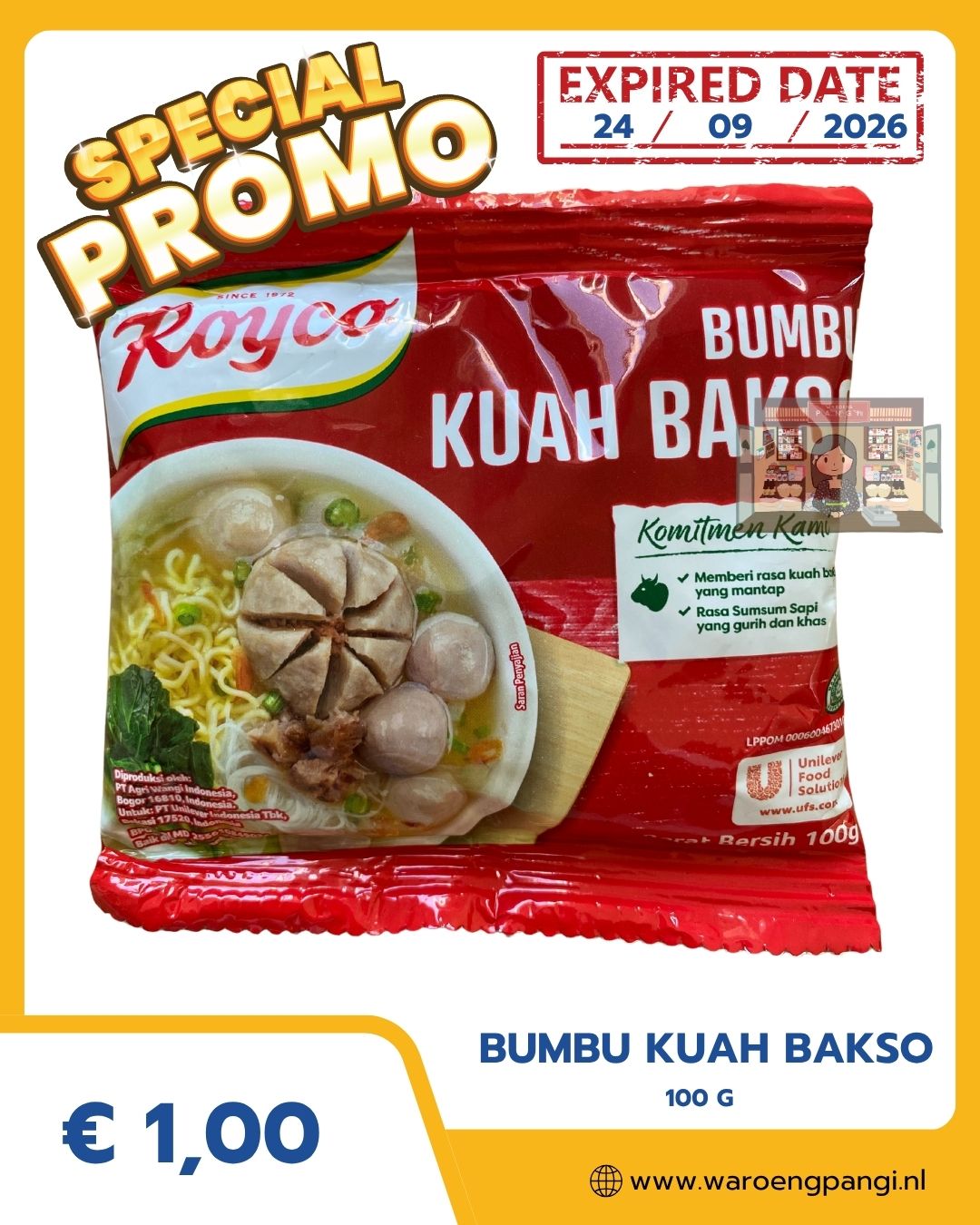 Promo!!! Royco - Bumbu Kuah Bakso / Bouillon voor Soepballetjes 100gr Expired 24-09-2026